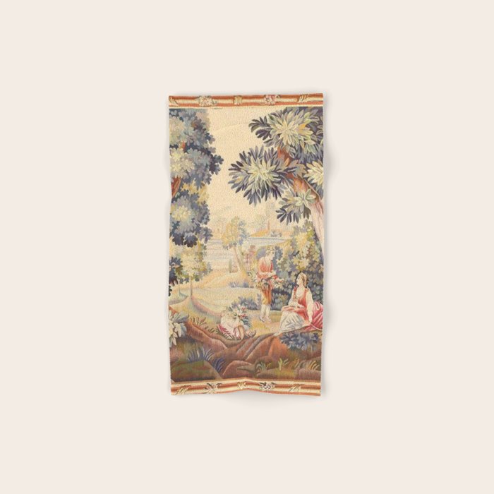 Antique Rococo French Pastoral Tapestry Bath Towel Gallery Image 1