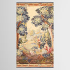 Antique Rococo French Pastoral Tapestry Tablecloth Gallery Image 2