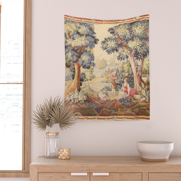Antique Rococo French Pastoral Tapestry Wall Tapestry Gallery Image 2