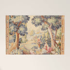 Antique Rococo French Pastoral Tapestry Welcome Mat Gallery Image 1