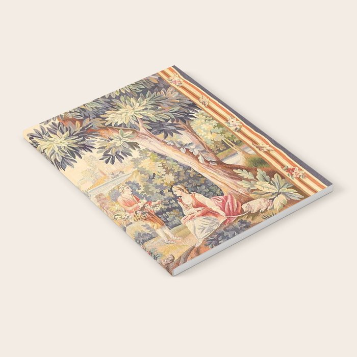 Antique Rococo French Pastoral Tapestry Notebook Gallery Image 1