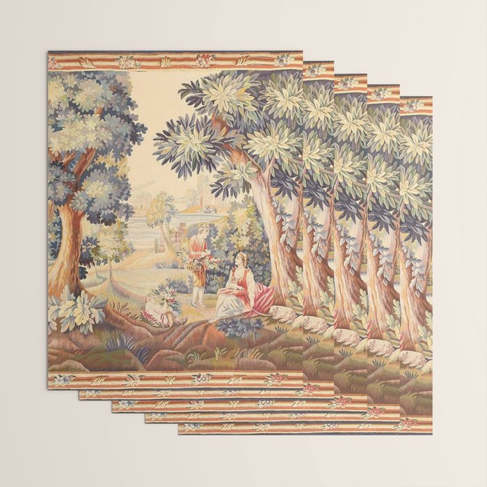 Antique Rococo French Pastoral Tapestry Wrapping Paper Gallery Image 3