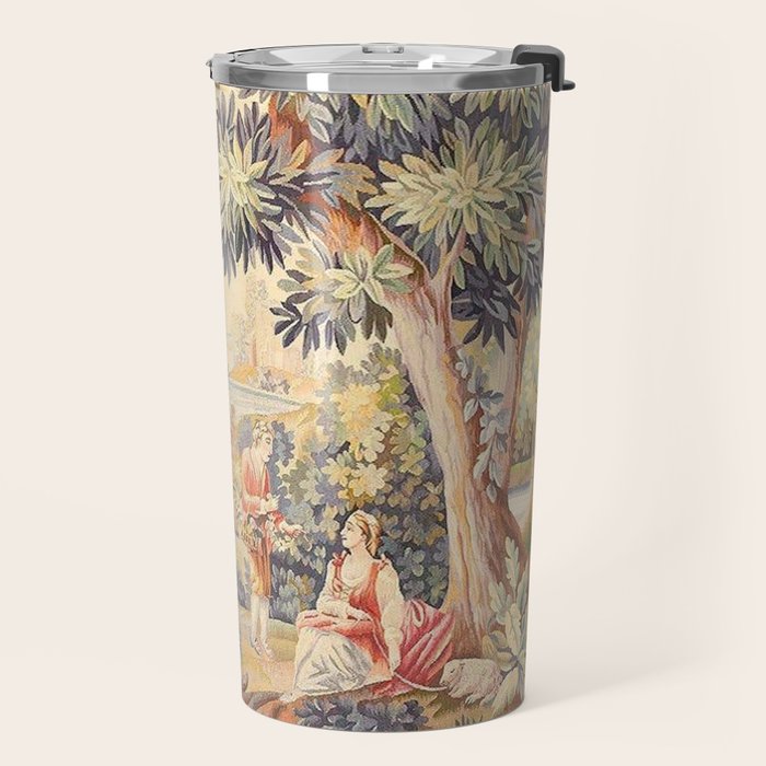 Antique Rococo French Pastoral Tapestry Travel Mug Gallery Image 2