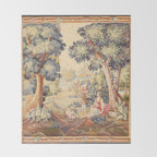 Antique Rococo French Pastoral Tapestry Throw Blanket Gallery Image 2