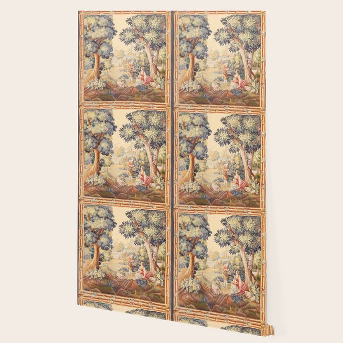 Antique Rococo French Pastoral Tapestry Wallpaper Gallery Image 2