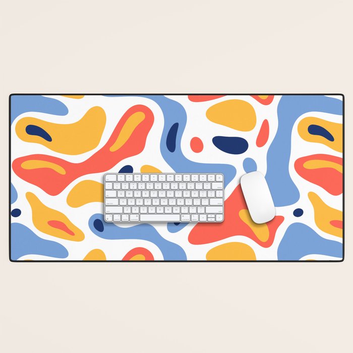 Colorful abstract organic shape art pattern Desk Mat Gallery Image 1