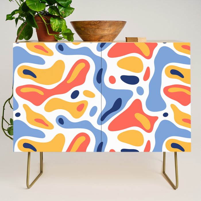Colorful abstract organic shape art pattern Credenza Gallery Image 1
