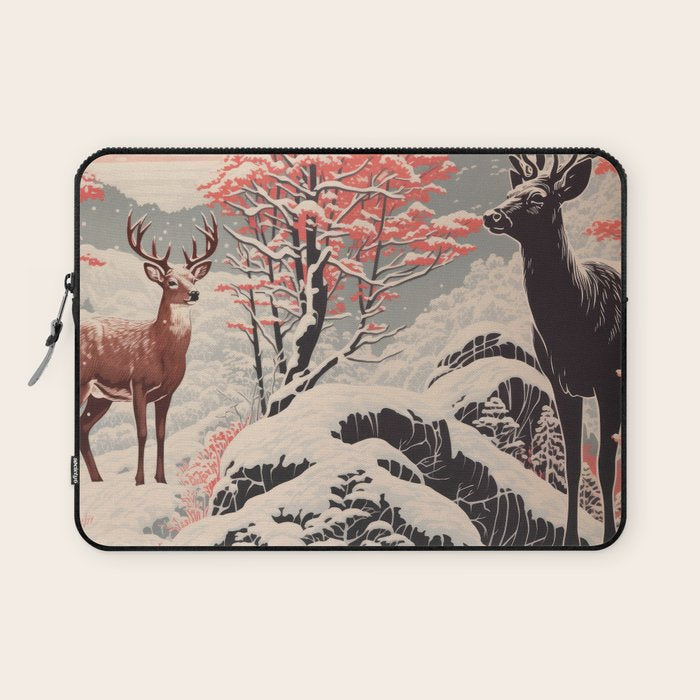 Majestic Winter Mountain Deer  Laptop Sleeve Gallery Image 1