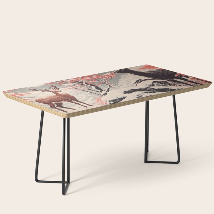 Majestic Winter Mountain Deer  Coffee Table Gallery Image 1