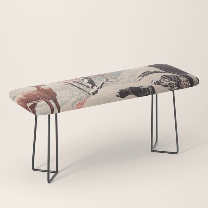 Majestic Winter Mountain Deer  Bench Gallery Image 1