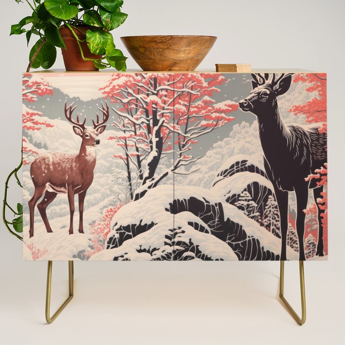 Majestic Winter Mountain Deer  Credenza Gallery Image 1