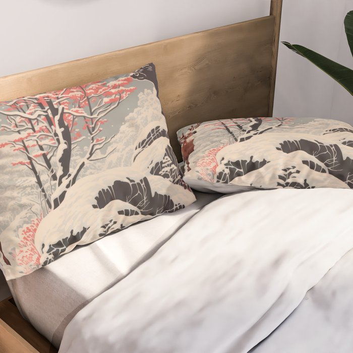 Majestic Winter Mountain Deer  Pillow Sham Gallery Image 2
