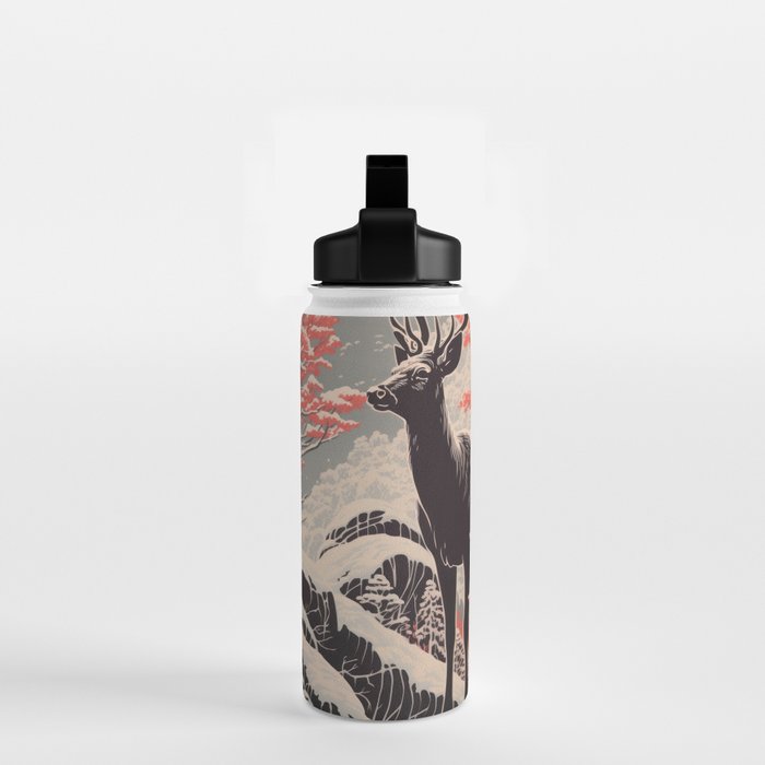 Majestic Winter Mountain Deer  Water Bottle Gallery Image 2