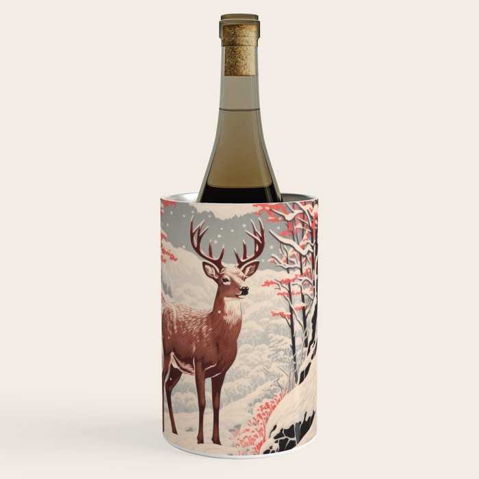 Majestic Winter Mountain Deer  Wine Chiller Gallery Image 2