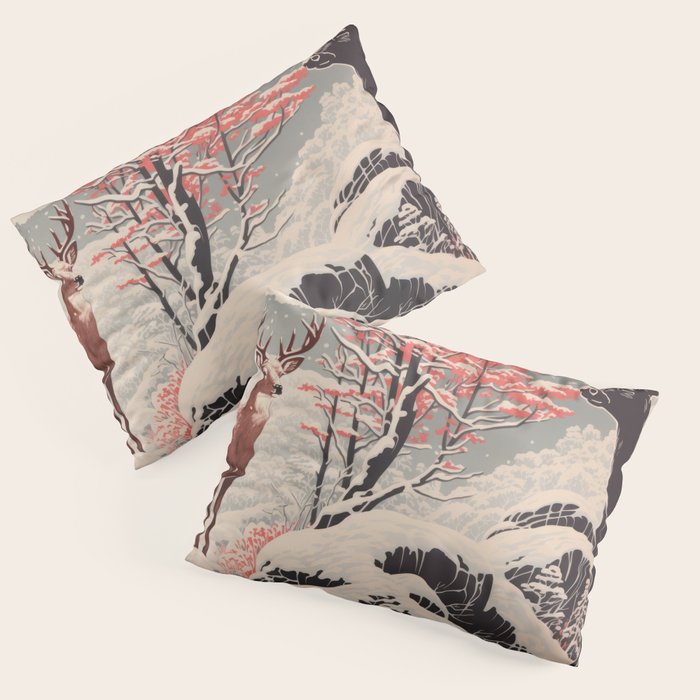 Majestic Winter Mountain Deer  Pillow Sham Gallery Image 3