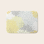 Floral Prints, Soft, Yellow and Gray, Modern Print Art Bath Mat Gallery Image 1