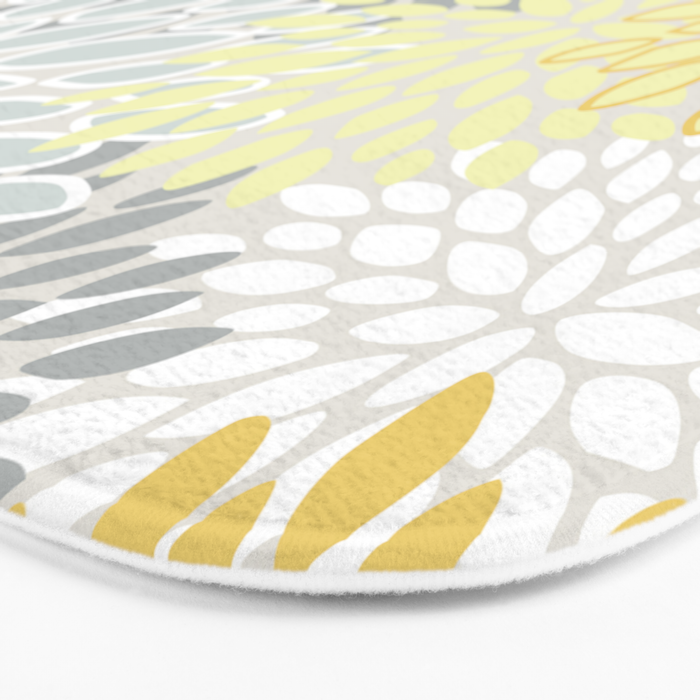 Floral Prints, Soft, Yellow and Gray, Modern Print Art Bath Mat Gallery Image 3