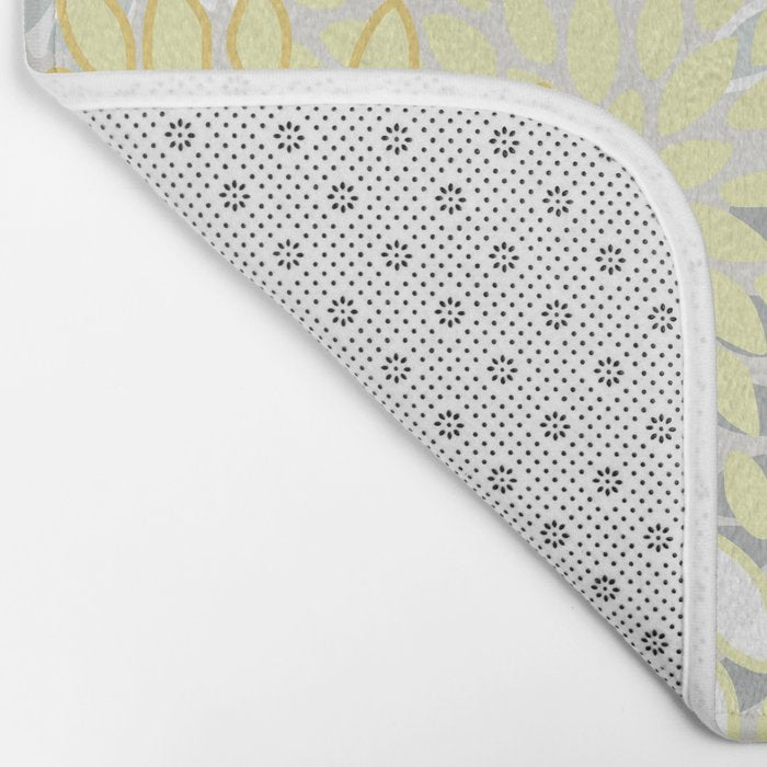 Floral Prints, Soft, Yellow and Gray, Modern Print Art Bath Mat Gallery Image 2