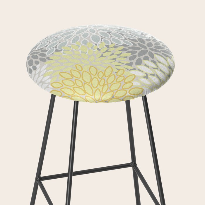 Floral Prints, Soft, Yellow and Gray, Modern Print Art Stool Gallery Image 2