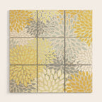 Floral Prints, Soft, Yellow and Gray, Modern Print Art Wood Wall Art Gallery Image 1
