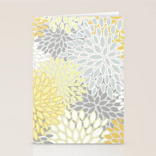 Floral Prints, Soft, Yellow and Gray, Modern Print Art Stationery Card Gallery Image 2