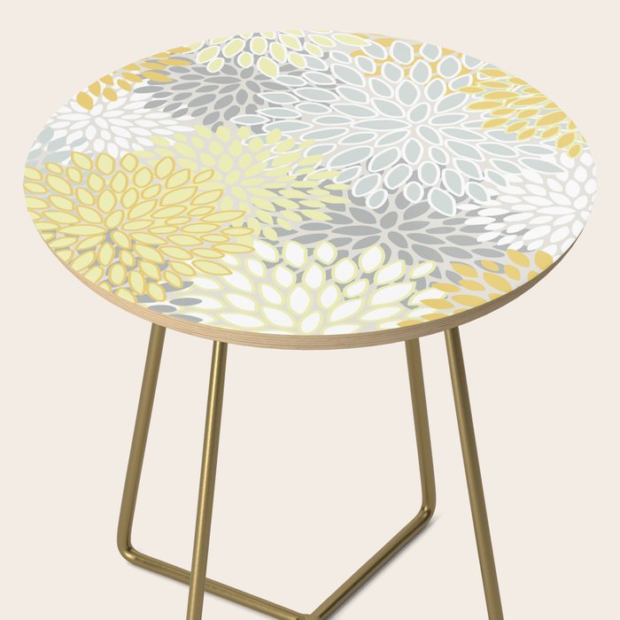 Floral Prints, Soft, Yellow and Gray, Modern Print Art Side Table Gallery Image 2