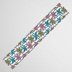 Retro Palm Springs vibes // white background highball green peacock blue and dry rose palm trees oxford navy blue lines Table Runner Gallery Image 3