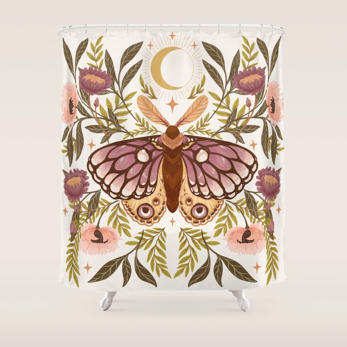 Countryside Garden Moth Shower Curtain Gallery Image 1