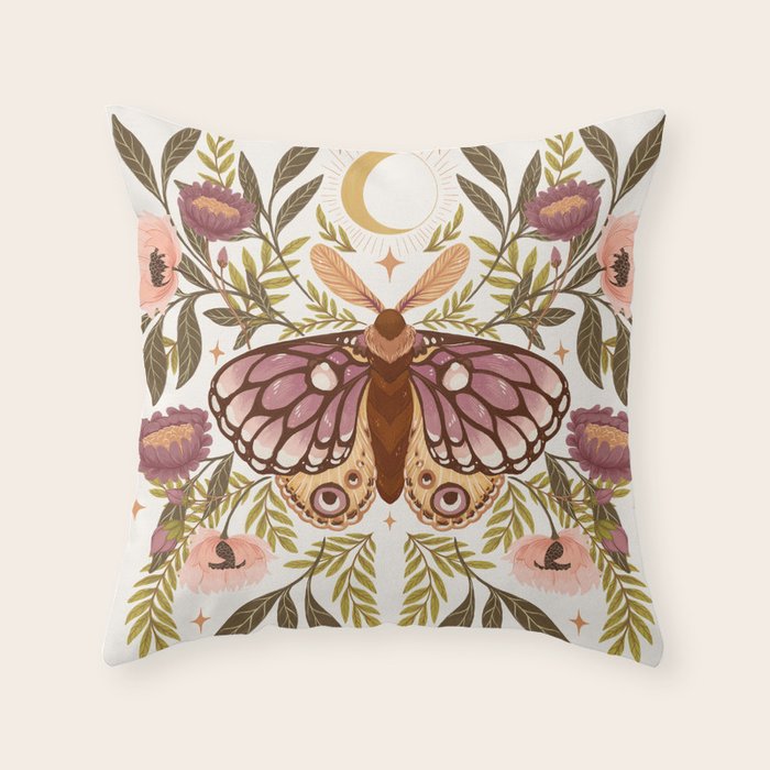 Countryside Garden Moth Throw Pillow Gallery Image 1