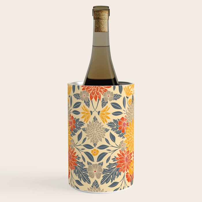 Warm Yellow, Orange & Blue Floral Wine Chiller Gallery Image 3