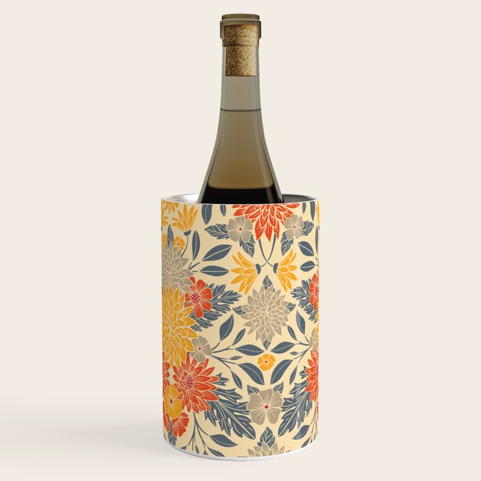Warm Yellow, Orange & Blue Floral Wine Chiller Gallery Image 2