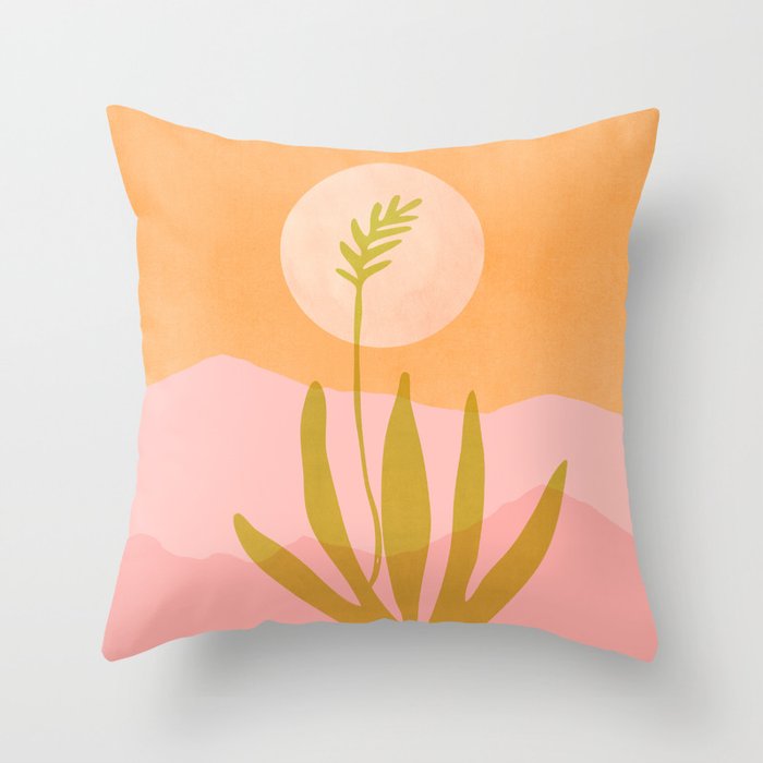 Desert Moon Colorful Landscape Throw Pillow Gallery Image 1