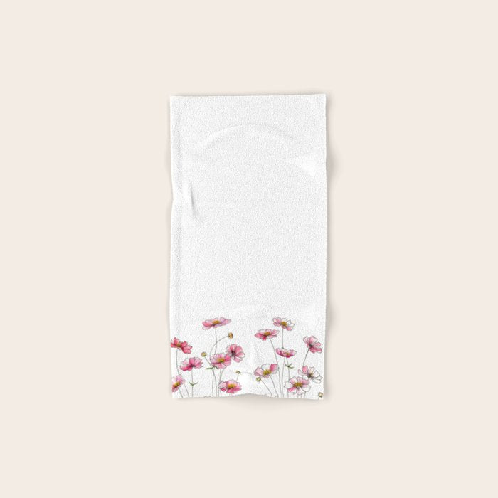 Pink Cosmos Flowers Bath Towel Gallery Image 1