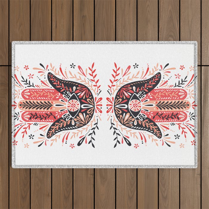 Hamsa Hand - Red & Black Palette Outdoor Rug Gallery Image 1