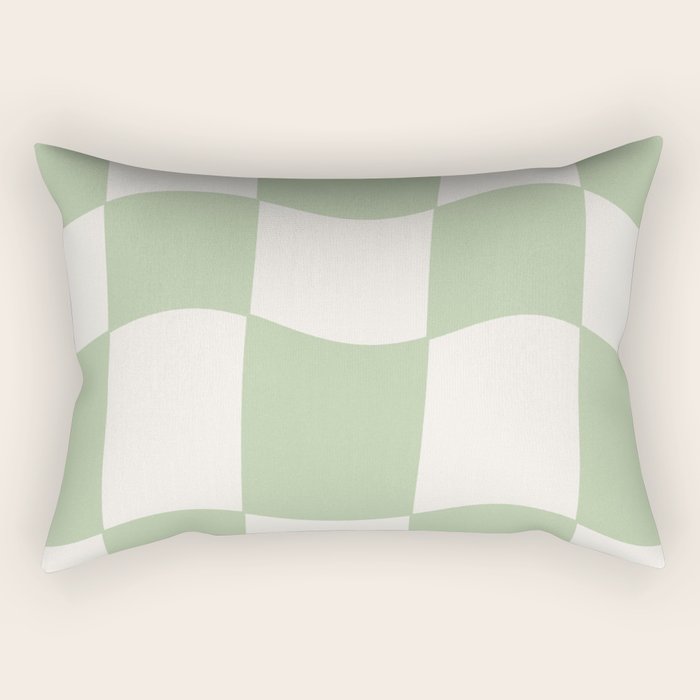 wavy check | pistachio Rectangular Pillow Gallery Image 1