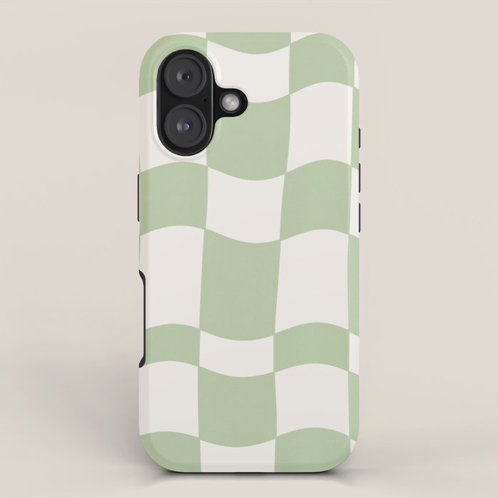 wavy check | pistachio iPhone Case Gallery Image 1