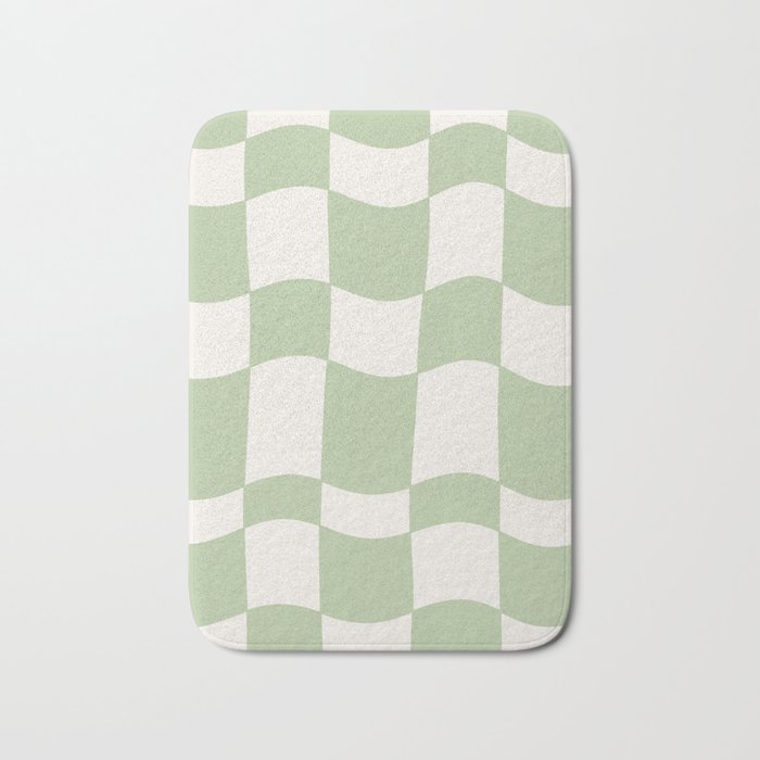 wavy check | pistachio Bath Mat Gallery Image 1