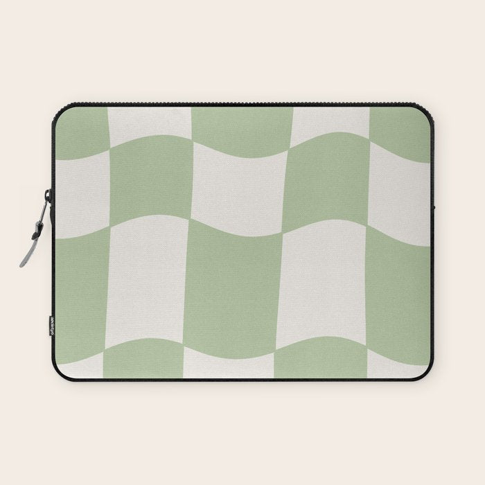 wavy check | pistachio Laptop Sleeve Gallery Image 1