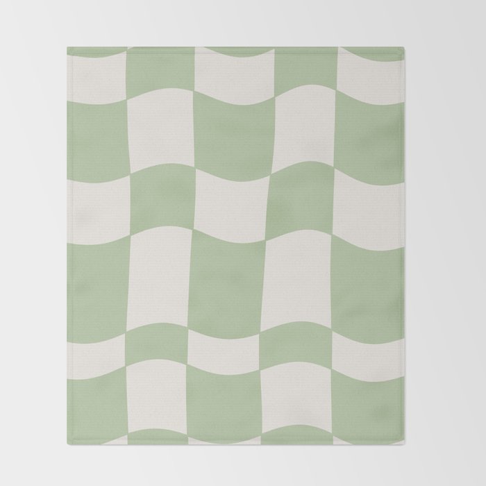 wavy check | pistachio Throw Blanket Gallery Image 2
