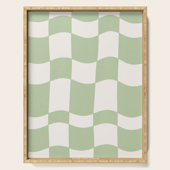 wavy check | pistachio Serving Tray Gallery Image 1