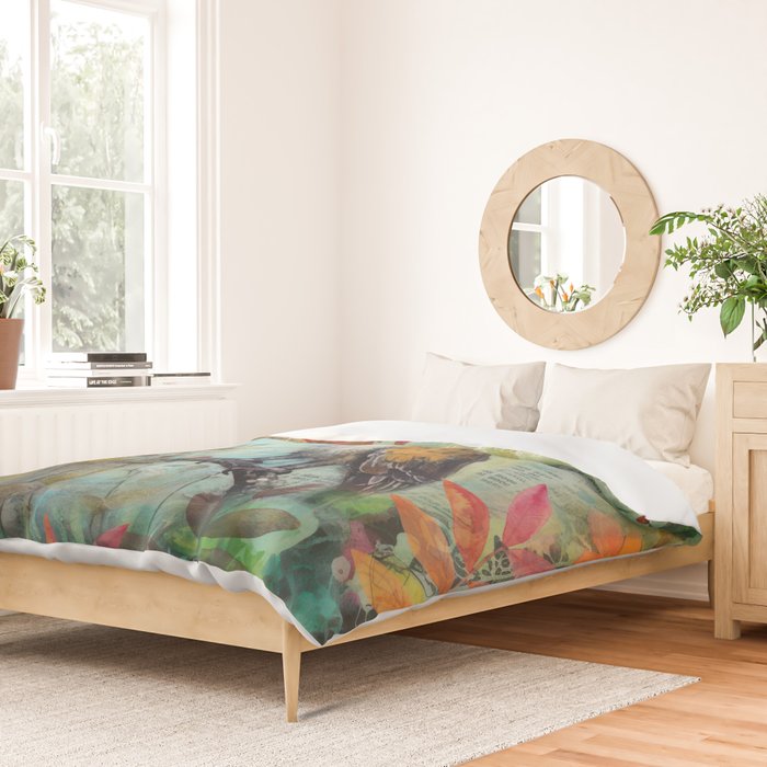 Colorful Owl Forest Garden Indian Summer Flora And Wildlife Duvet Cover Gallery Image 2