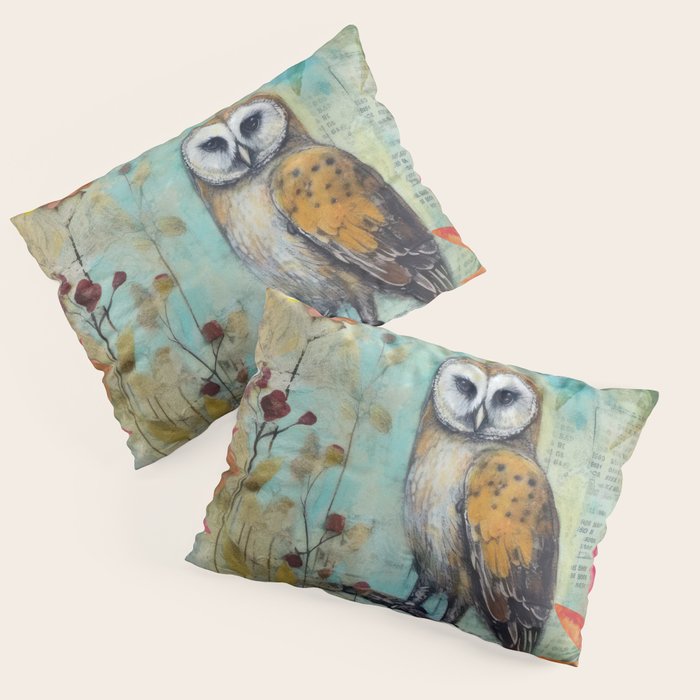 Colorful Owl Forest Garden Indian Summer Flora And Wildlife Pillow Sham Gallery Image 3