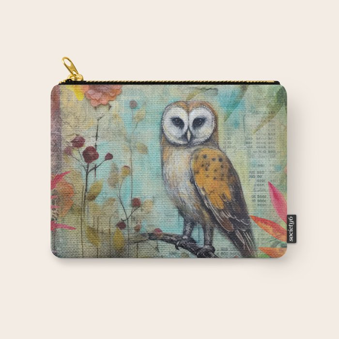 Colorful Owl Forest Garden Indian Summer Flora And Wildlife Carry All Pouch Gallery Image 1
