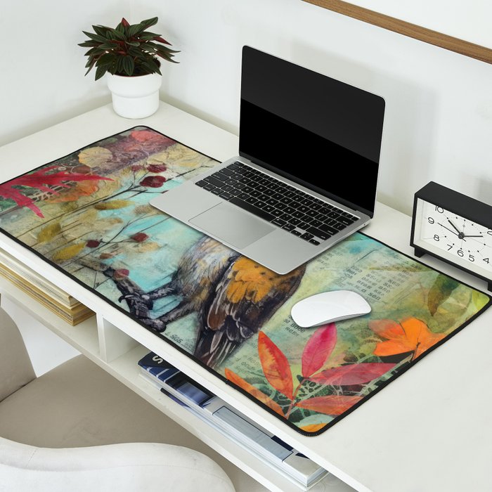 Colorful Owl Forest Garden Indian Summer Flora And Wildlife Desk Mat Gallery Image 2