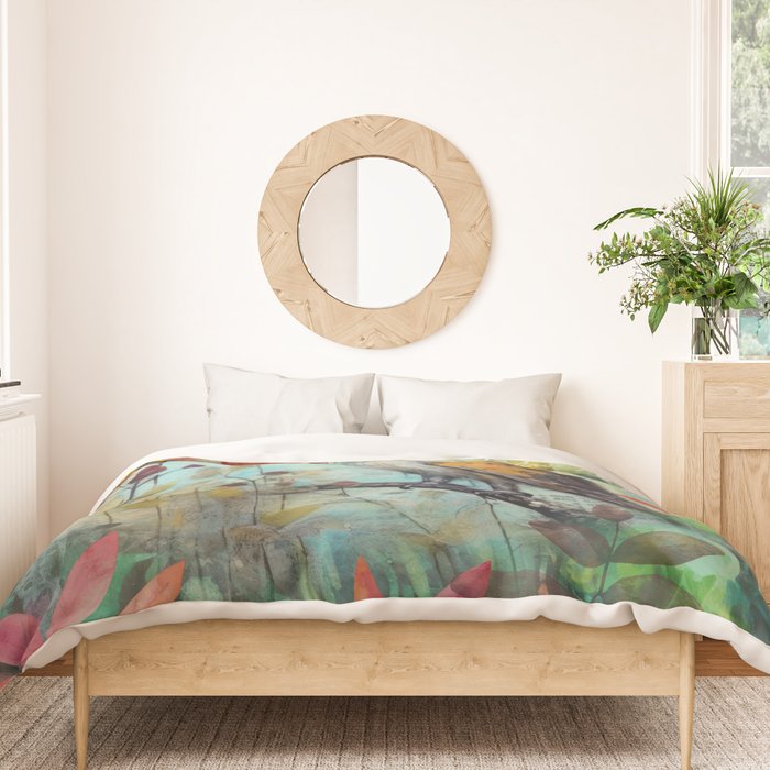 Colorful Owl Forest Garden Indian Summer Flora And Wildlife Duvet Cover Gallery Image 3