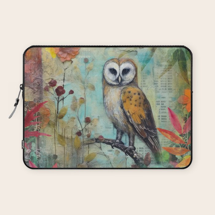 Colorful Owl Forest Garden Indian Summer Flora And Wildlife Laptop Sleeve Gallery Image 1