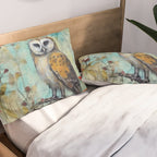 Colorful Owl Forest Garden Indian Summer Flora And Wildlife Pillow Sham Gallery Image 2