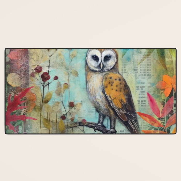 Colorful Owl Forest Garden Indian Summer Flora And Wildlife Desk Mat Gallery Image 3