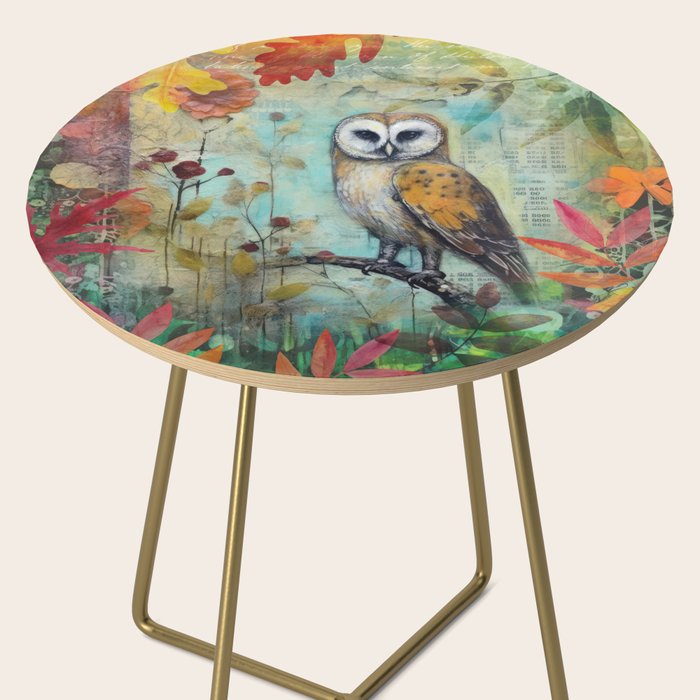 Colorful Owl Forest Garden Indian Summer Flora And Wildlife Side Table Gallery Image 2