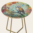 Colorful Owl Forest Garden Indian Summer Flora And Wildlife Side Table Gallery Image 2